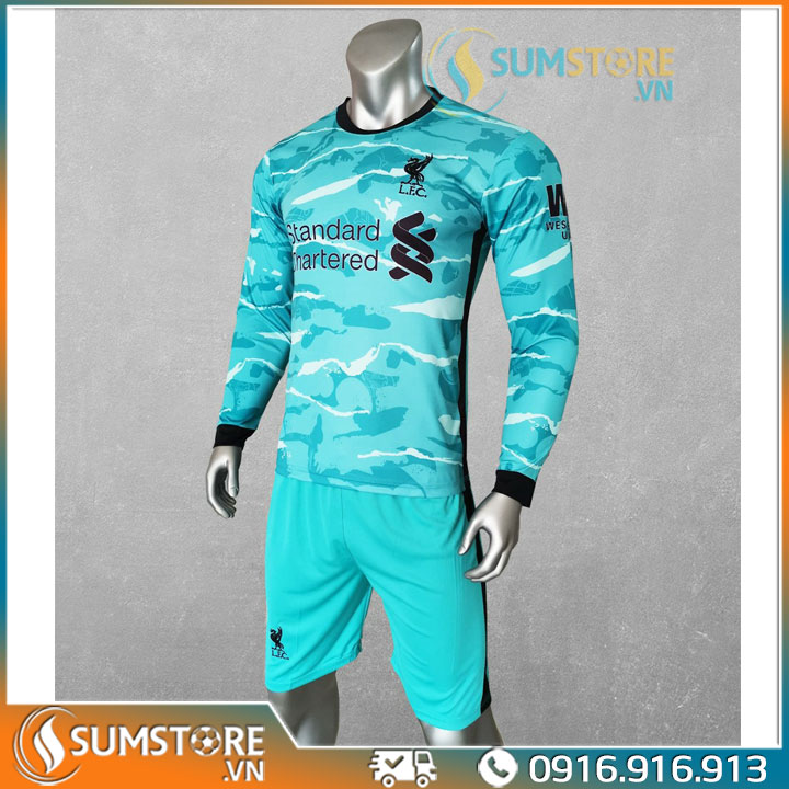 Quần Áo Thun Thể Thao Nam Nữ Đá Bóng CLB Liverpool Xanh Ngọc Dài Tay 2024 - Đồ Đá Banh Bóng Đá Cao Cấp