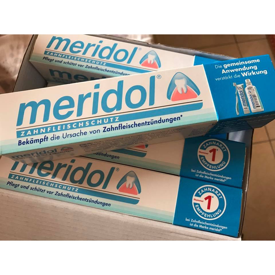KEM ĐÁNH RĂNG ĐÔI MERIDOL 2 TUÝP 75ML, XÁCH TAY ĐỨC
