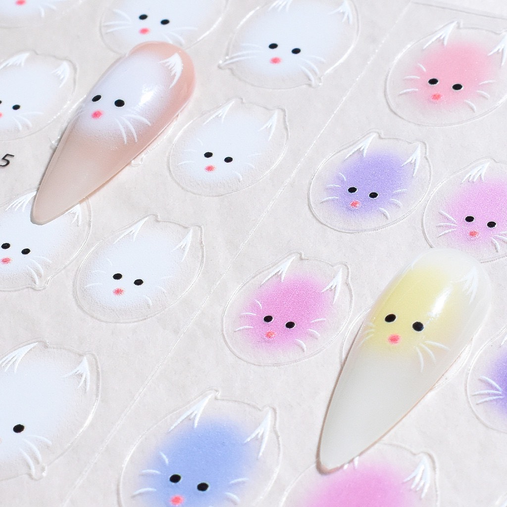 Sticker lụa mẫu mèo dán móng siêu xinh chuyên dùng làm nail