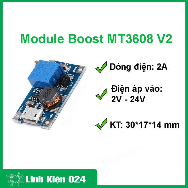 Module boost dc dc 2-24v 2a mt3608 v2