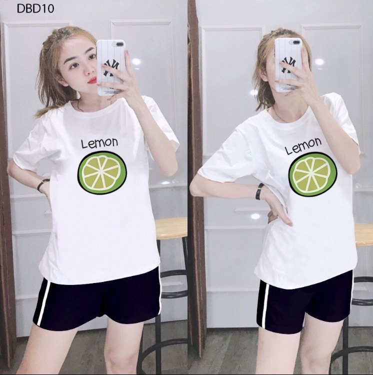 Đồ bộ quần áo thun đùi lemon thời trang 3 size 45-60kg