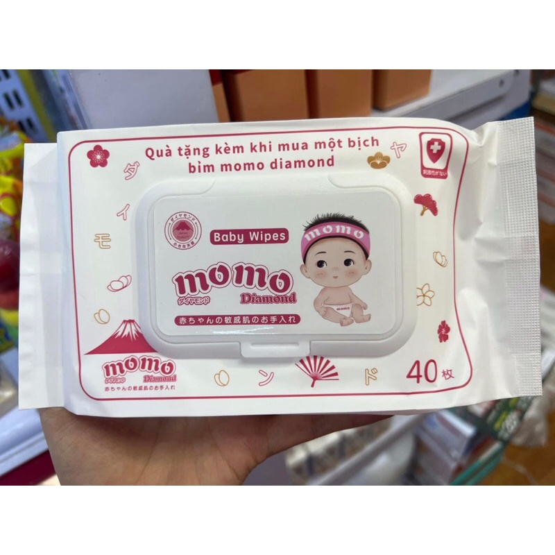 ( FREESHIP ) Khăn ướt/Giấy ướt không mùi MOMOTARO/MOMO DIAMOND (1 bịch /60 tờ rút)