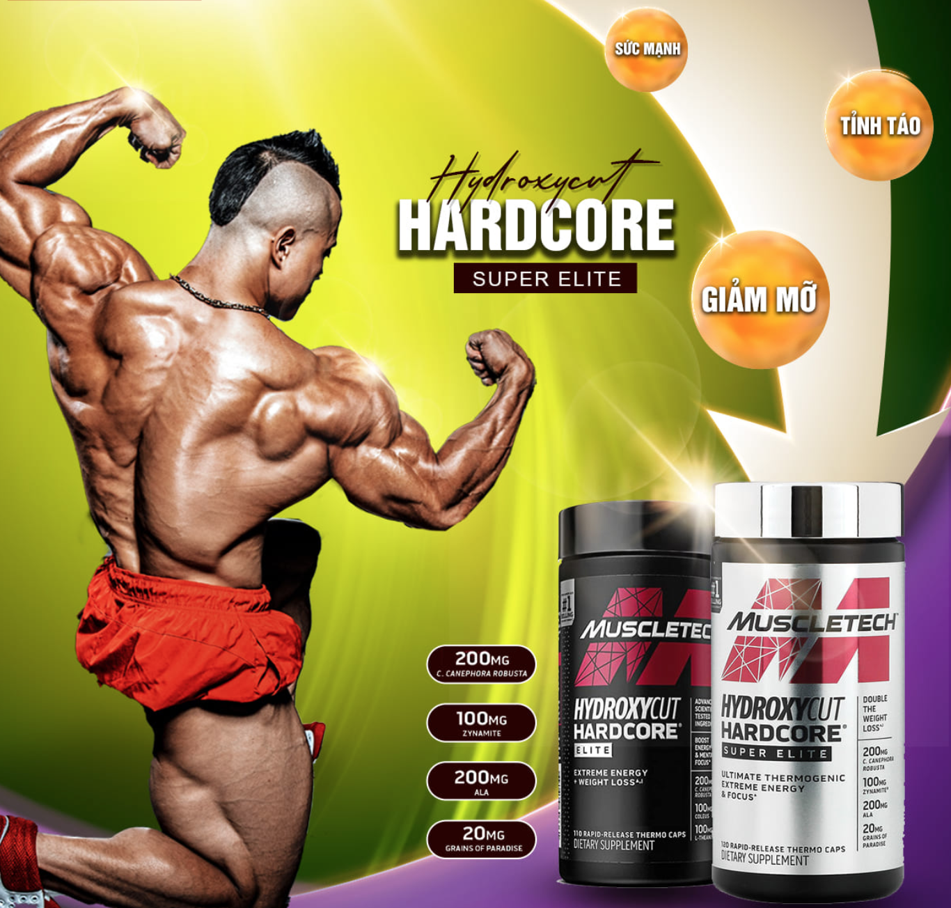 Viên Đốt Mỡ - Giảm Cân Hydroxycut Hardcore Elite (120v) - Hàng Chính Hãng Muscletech