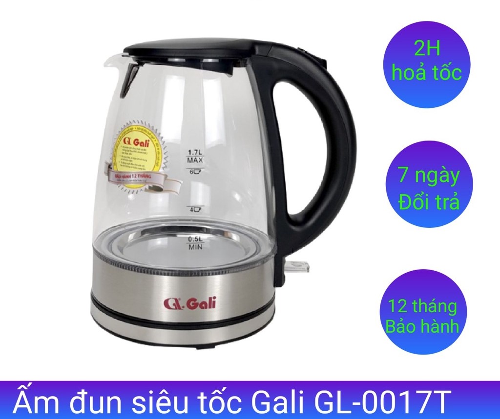 Bình (Ấm) đun siêu tốc GALI GL-0017T THỦY TINH 1850W 1.7L