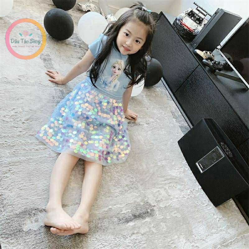 [Có sẵn] [Ảnh thật] Váy công chúa Elsa đính kim sa