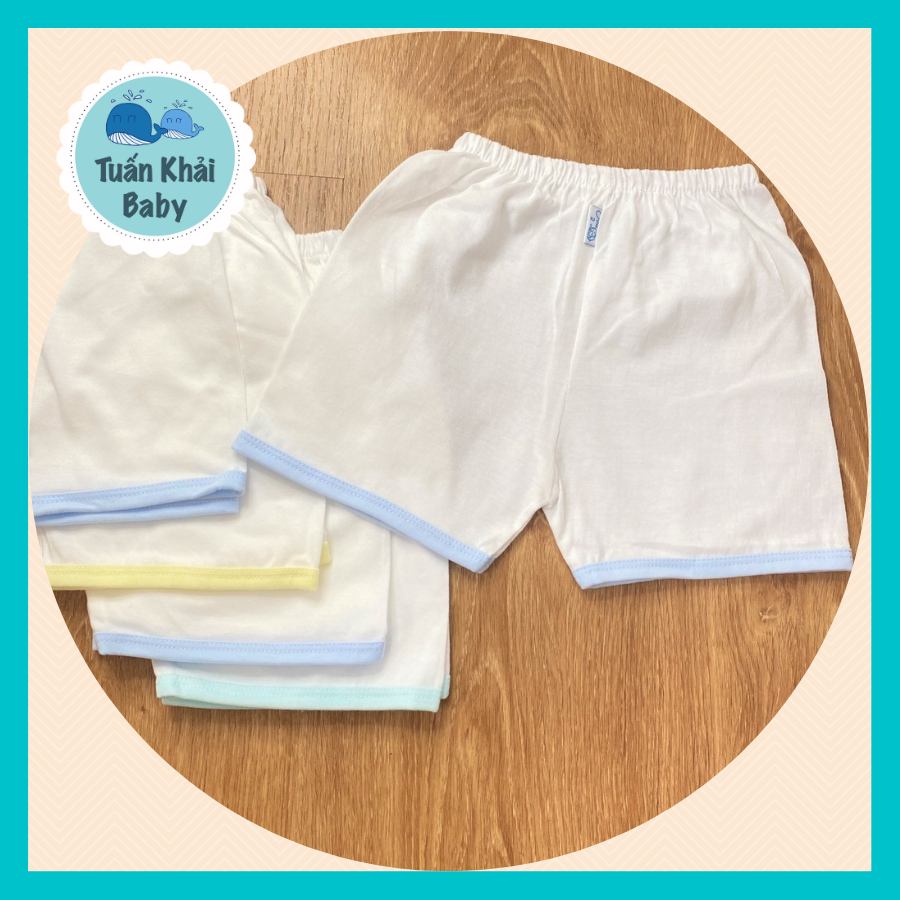 Túi 5 Quần Đùi Sơ Sinh Trắng JOU - Có 4 Size 1, 2, 3, 4 cho bé sơ sinh - 11 kg - Chất vải thun cotton 100% xịn đẹp mềm họa tiết xinh