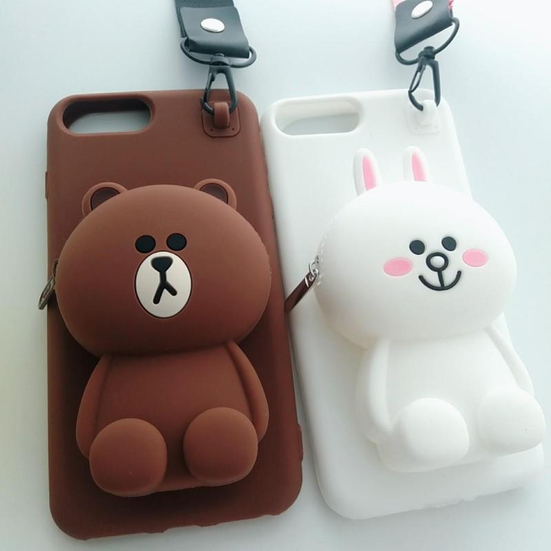 Giá Ốp lưng Gấu ví nâu cho iPhone và Oppo và Samsung siêu đáng yêu, tặng kèm Dây đeo tiện dụng