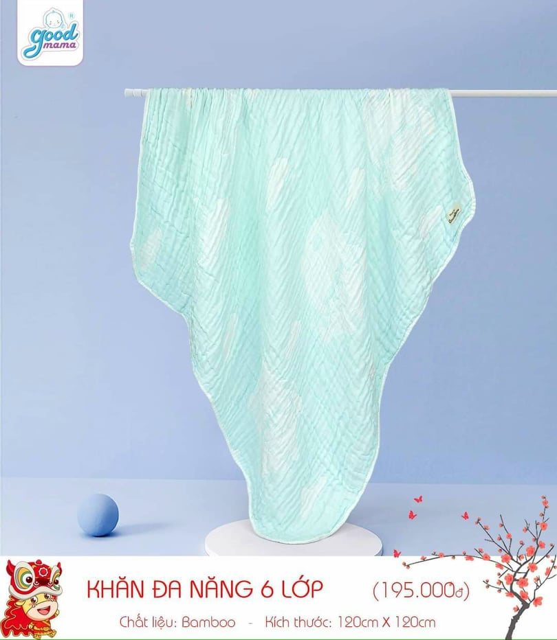 Khăn đa năng sợi tre 6 lớp Goodmama-an toàn cho trẻ sơ sinh và trẻ nhỏ