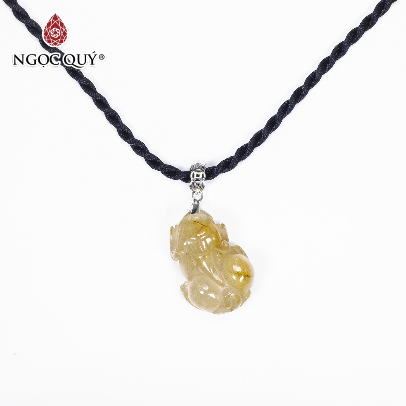 [HCM]Mặt dây chuyền tỳ hưu tài lộc đá thạch anh tóc vàng 16x22mm mệnh thủy kim - Ngọc Quý Gemstones