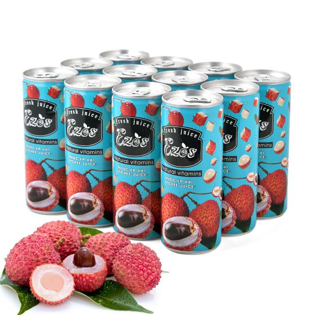 [HCM]Nước Ép Vải Ezos Lốc 12 Lon x 240ml