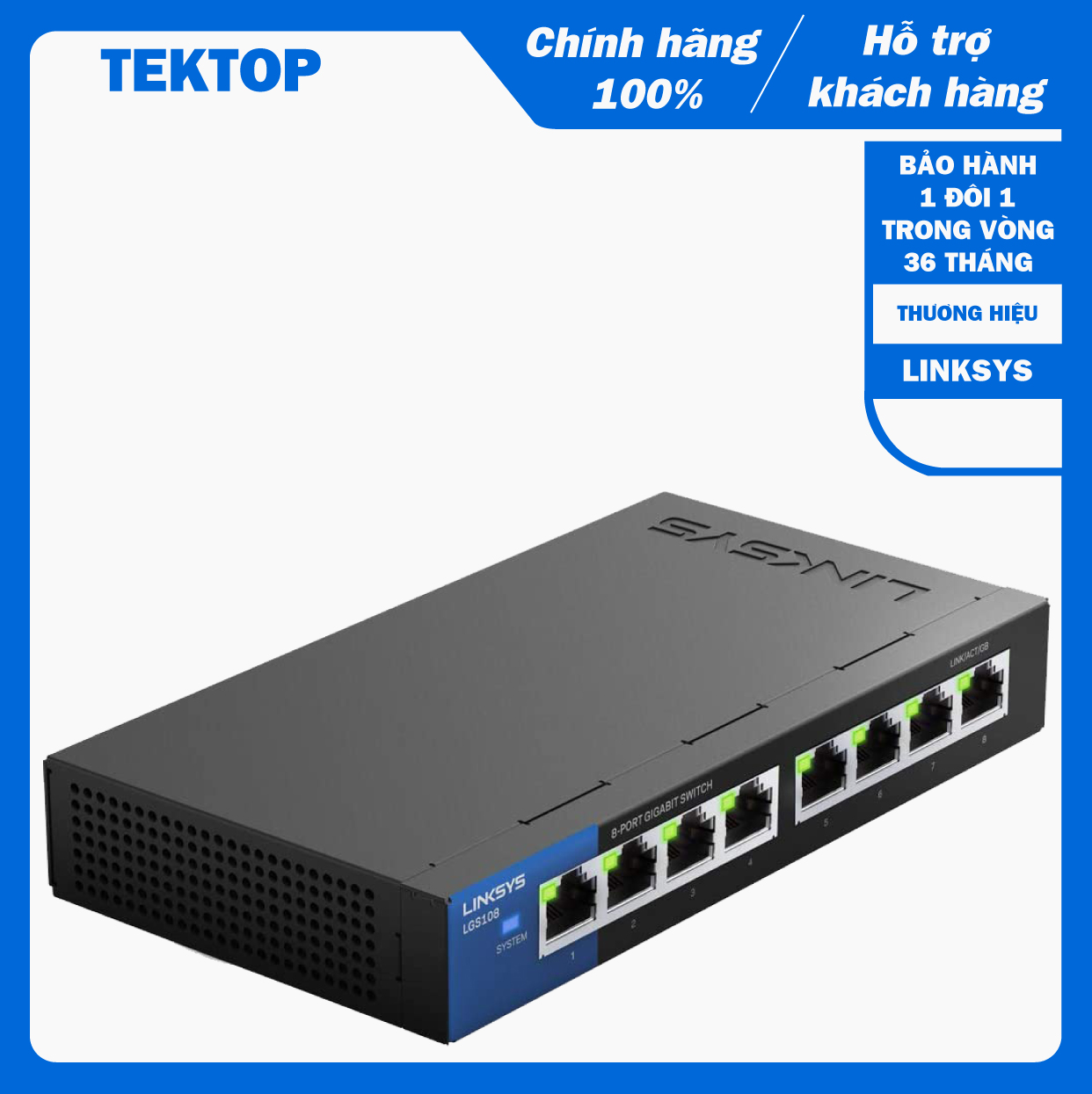 (BẢO HÀNH CHÍNH HÃNG 1 ĐỔI 1 TRONG VÒNG 3 NĂM) Bộ chia tín hiệu 8 cổng Gigabit LinkSys LGS108