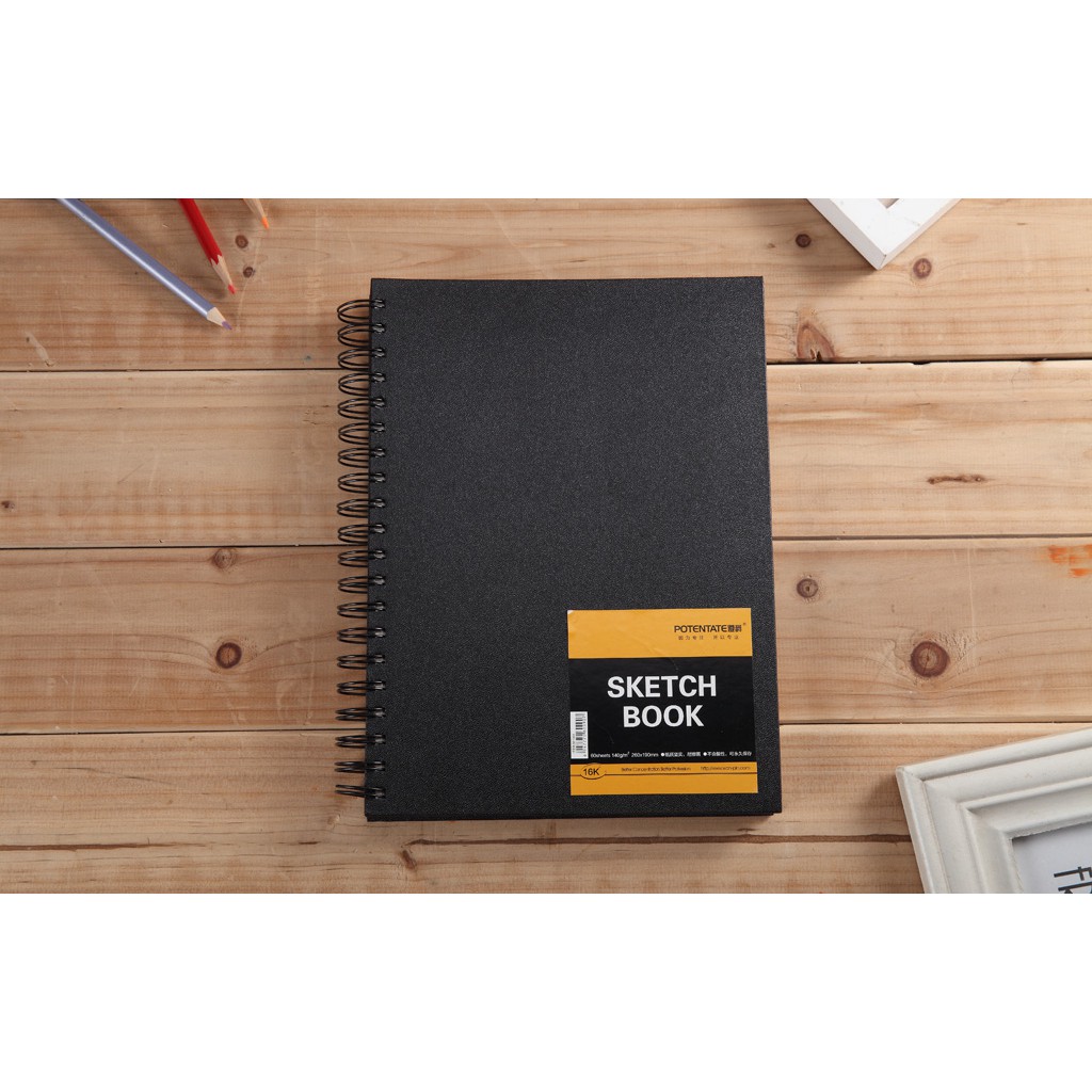 Sổ vẽ chì Potentate, Spiral Hard Cover Sketchbook, bìa đen đóng lò xo-Dụng cụ vẽ Tâm Tâm
