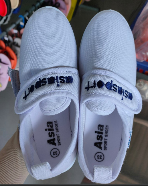 Giày Bata ASIA vải dán trắng bé trai/gái size 30-40