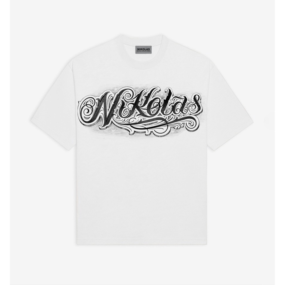 Áo thun phông unisex nikolas 100% cotton nikolas x typography ss1