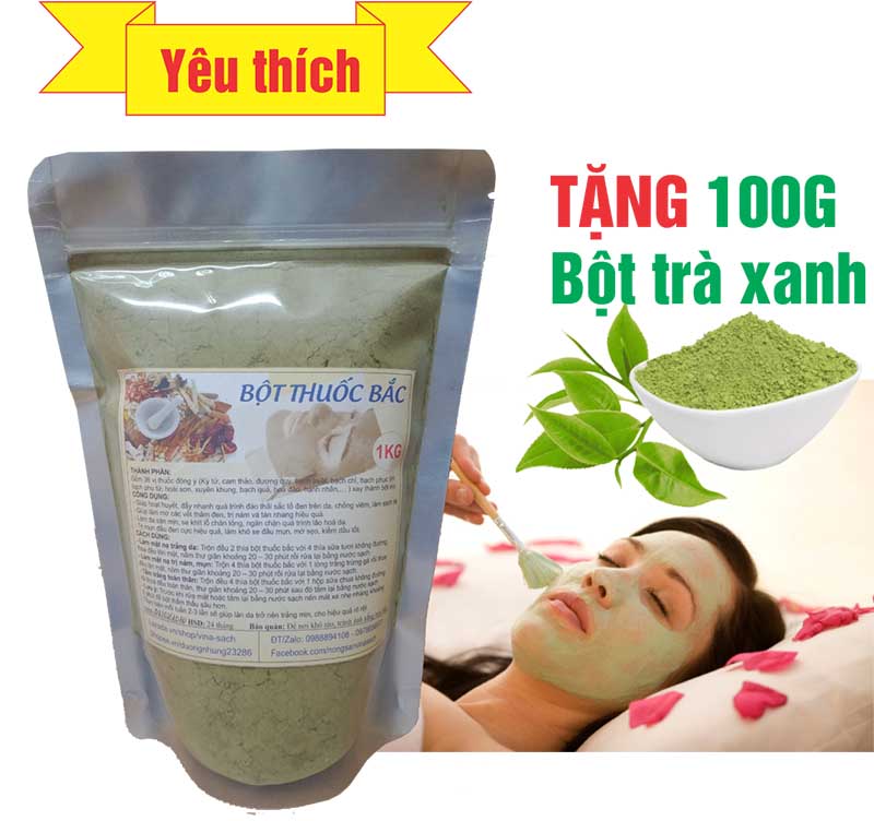 500G Bột thuôcc bắc (tặng 100G bột trà xanh) - Mặt nạ, tắm trắng toàn thân.
