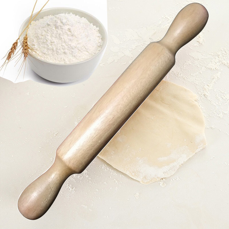 Wooden Dough Rolling Pin with Handle Size 30cm