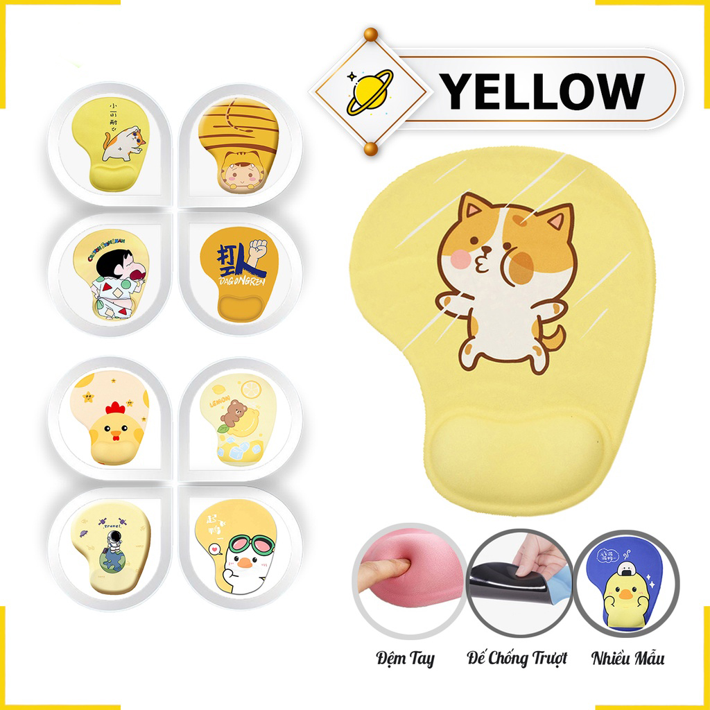 Miếng lót chuột có đệm tay Mouse Pad Silicon 3D Gaming Cute Yellow ( Chủ Đề Màu Vàng mousepad Đẹp Dễ Thương Cao Cấp )