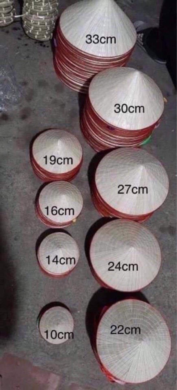 nón lá mini đủ size, dùng trang trí, decor, 1 cái nón lá