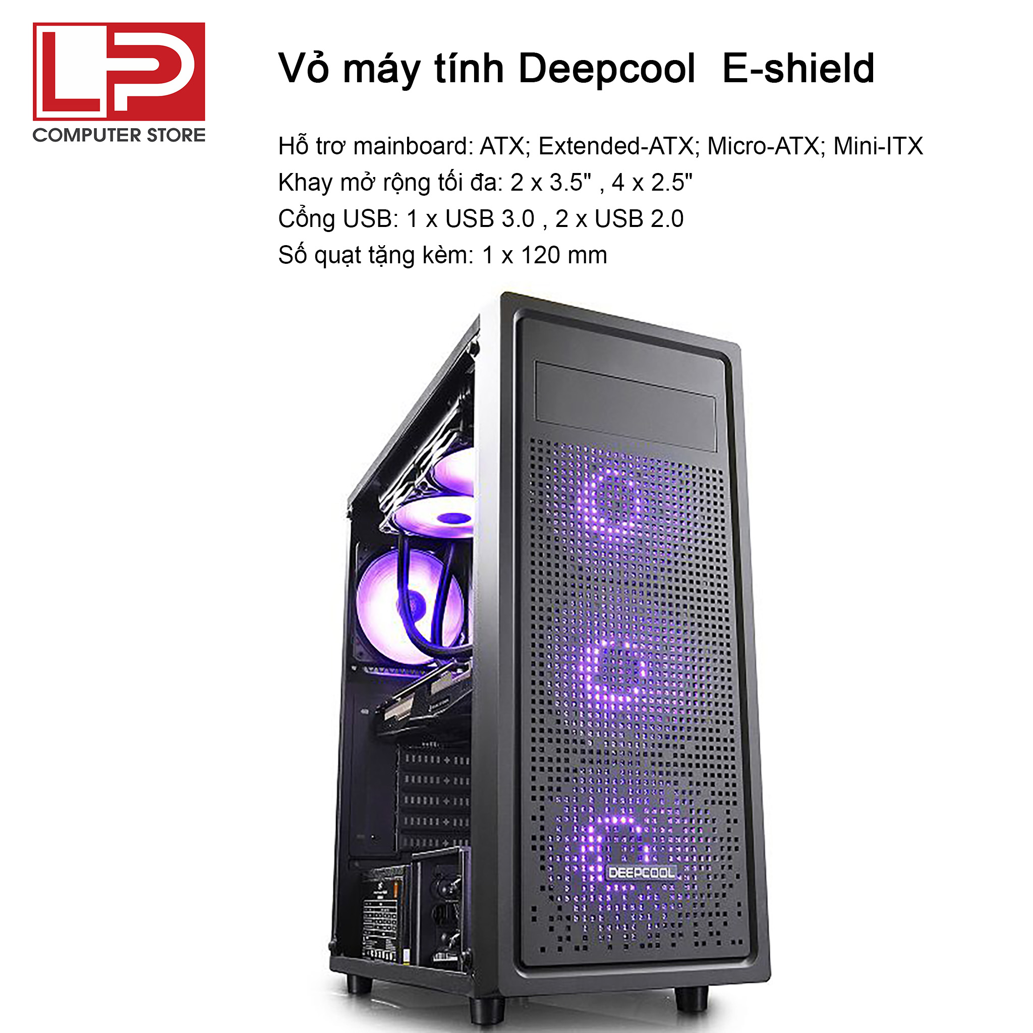 [HCM]Vỏ case máy tính Deepcool E-shield. Hàng mới. Bảo hành 1T