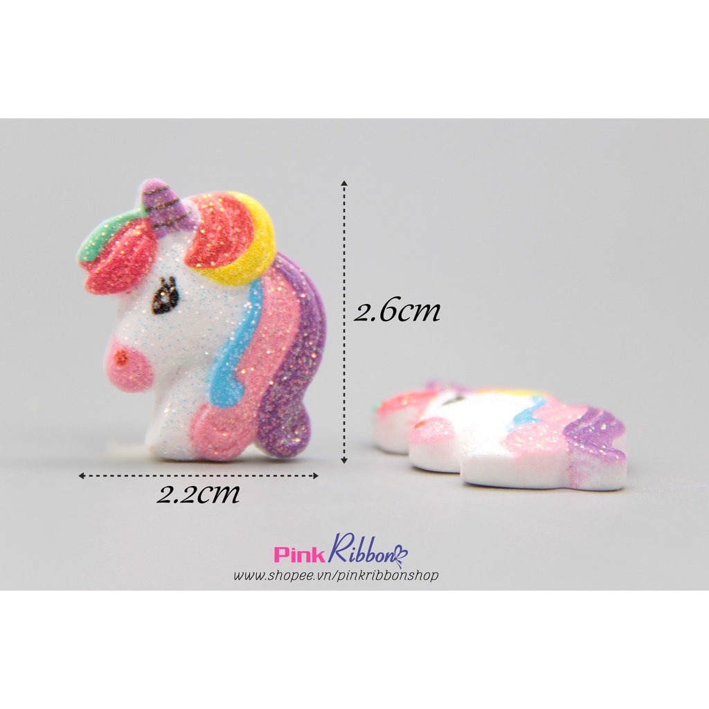 Charm nhựa hình Unicorn cầu vồng ánh nhũ
