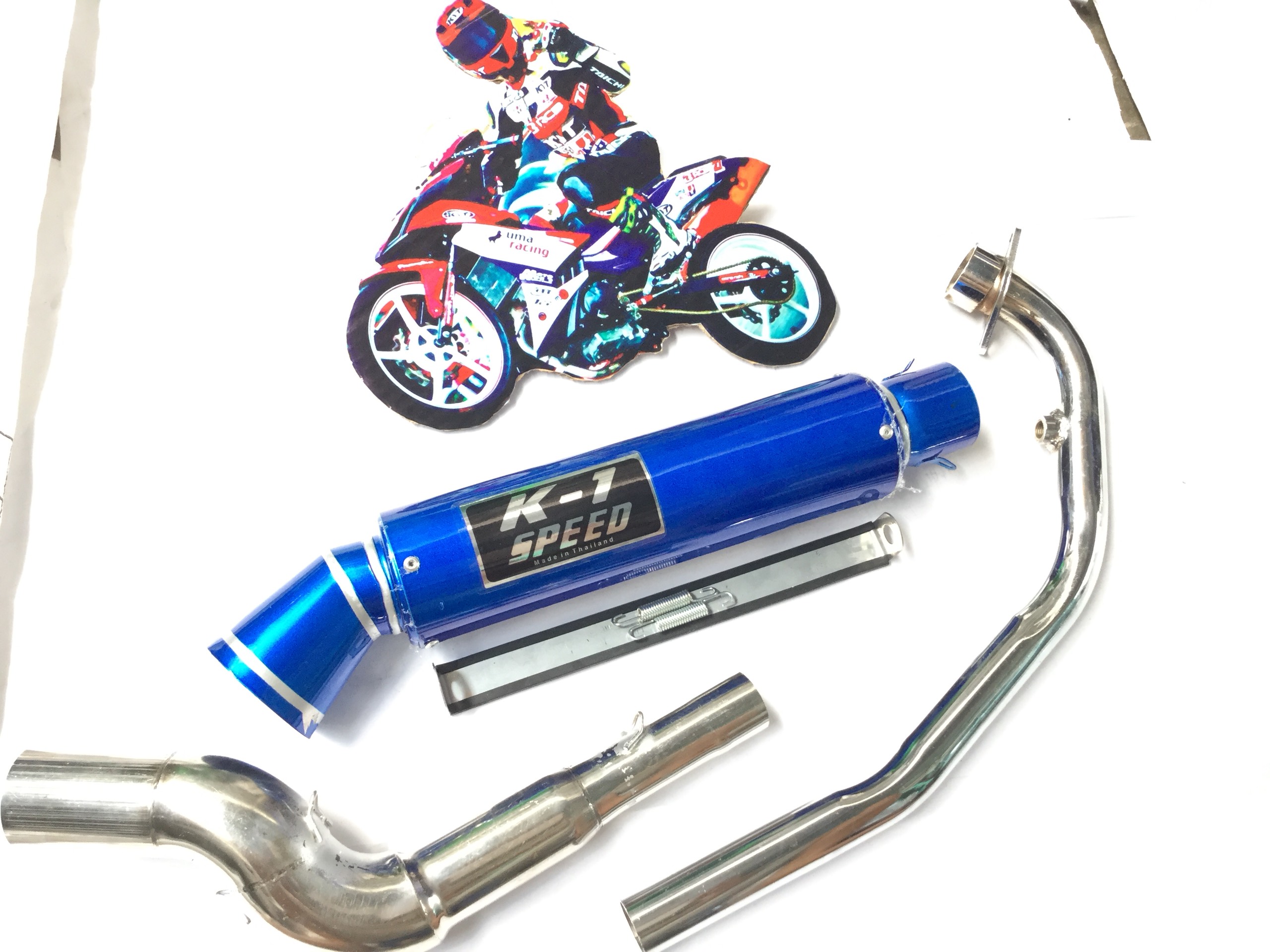 Pô K1 vip trắng - Cổ Cong 2 Khúc Đá Winer + Sonic