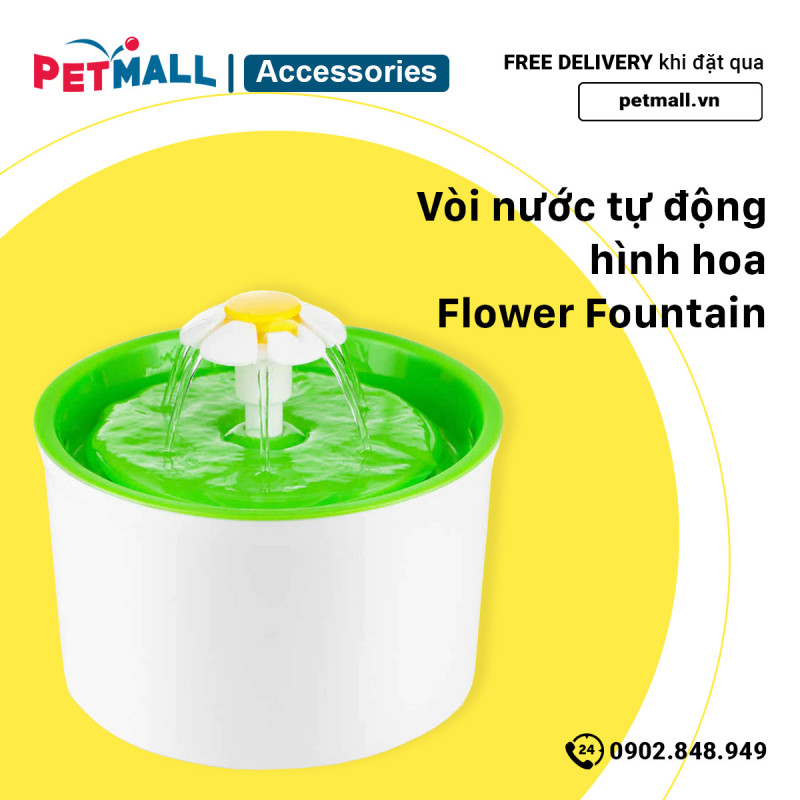 Vòi nước tự động hình hoa Flower Fountain 3L Petmall