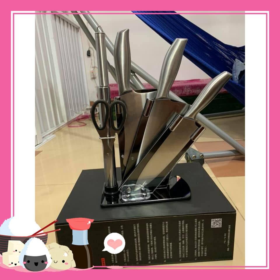 Bộ dao kéo, mài dao kèm kệ đựng dao Nhật Bản cao cấp siêu bền, Bo dao keo, mai dao kem ke dung dao Nhat Ban cao cap sieu ben