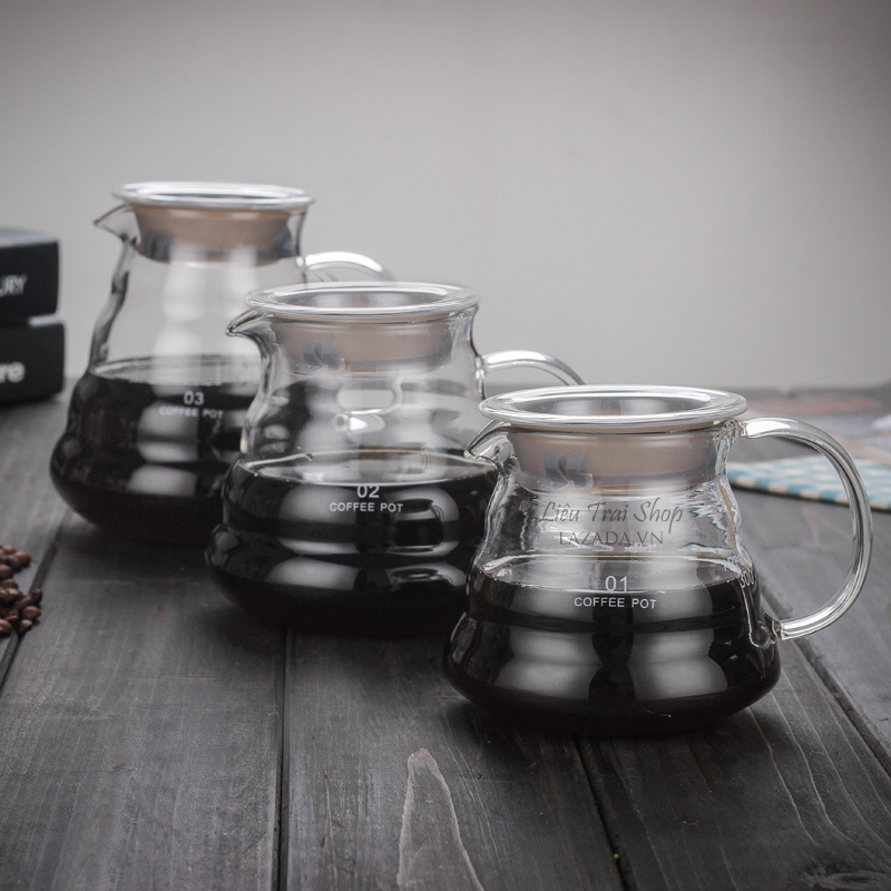 Bình lắc cafe cà phê có ngấn thuỷ tinh bình mây bình pour over bình pha chế bình lắc coffee server