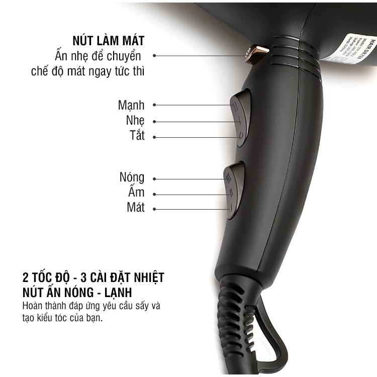 [HCM]Máy Sấy Tóc Màu Đen Lock&Lock ENA146BLK (2000-2300W)