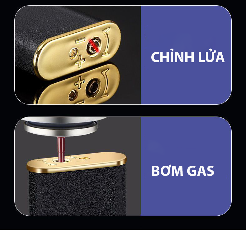 Bật lửa 2 chế độ lửa hình rồng phun lửa (lửa ngọn và lửa khè) kim loại - xài gas