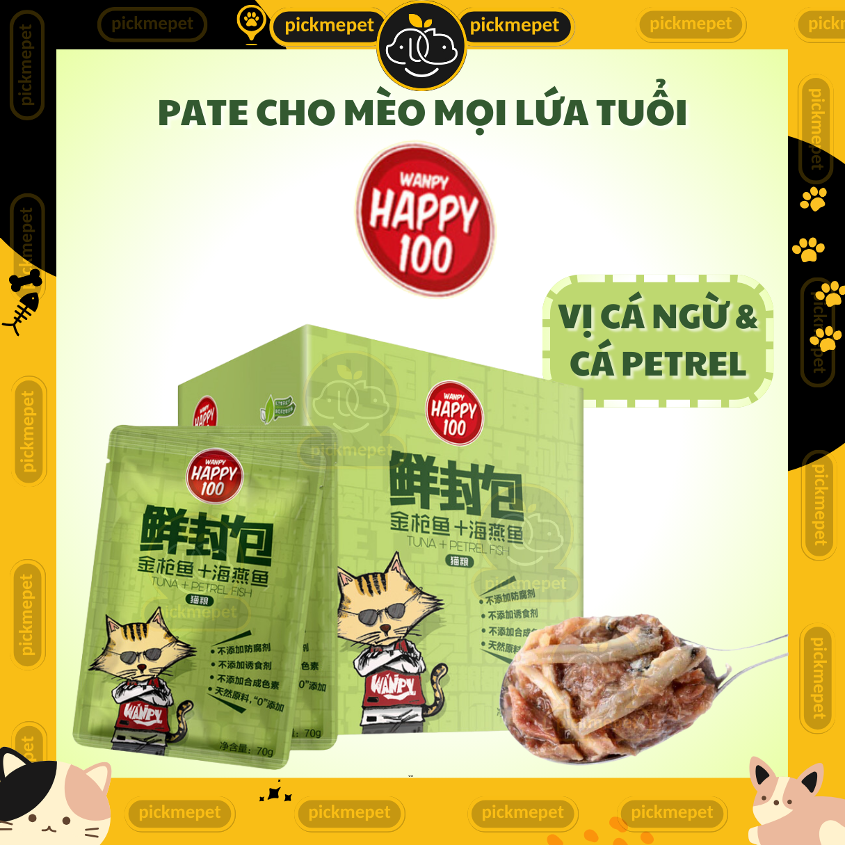 Pate wanpy happy 100 cho mèo mọi lứa tuổi 70g
