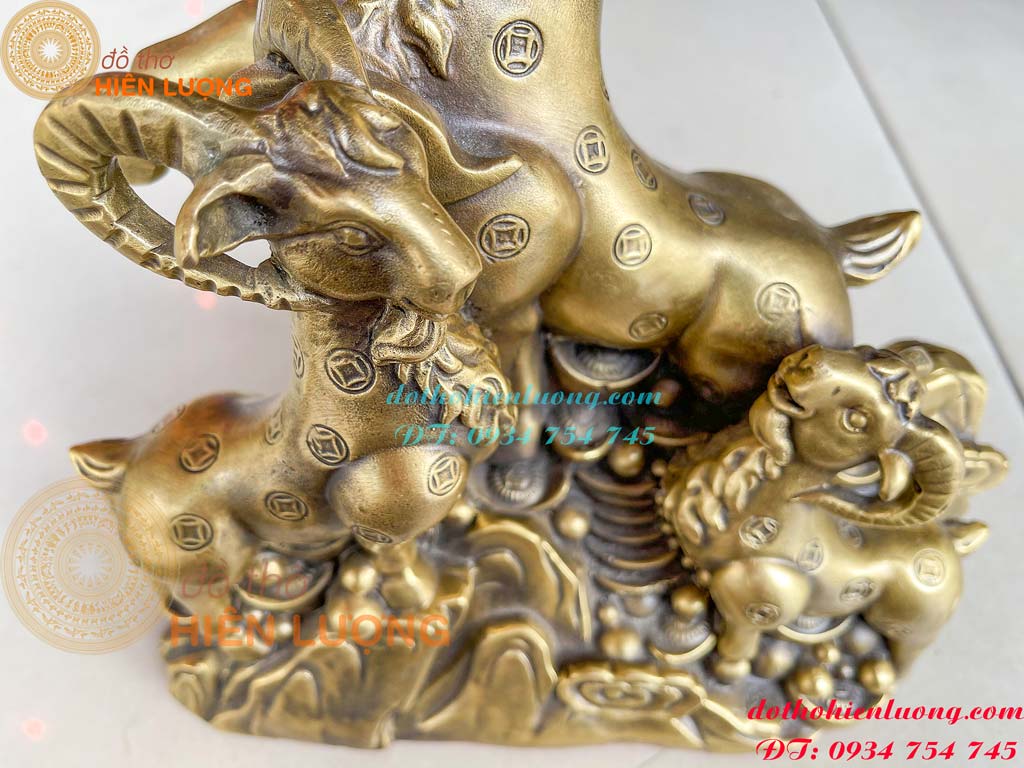 Tượng Tam Dương Bằng Đồng Phong Thủy Cao 30cm Nặng 3.6kg