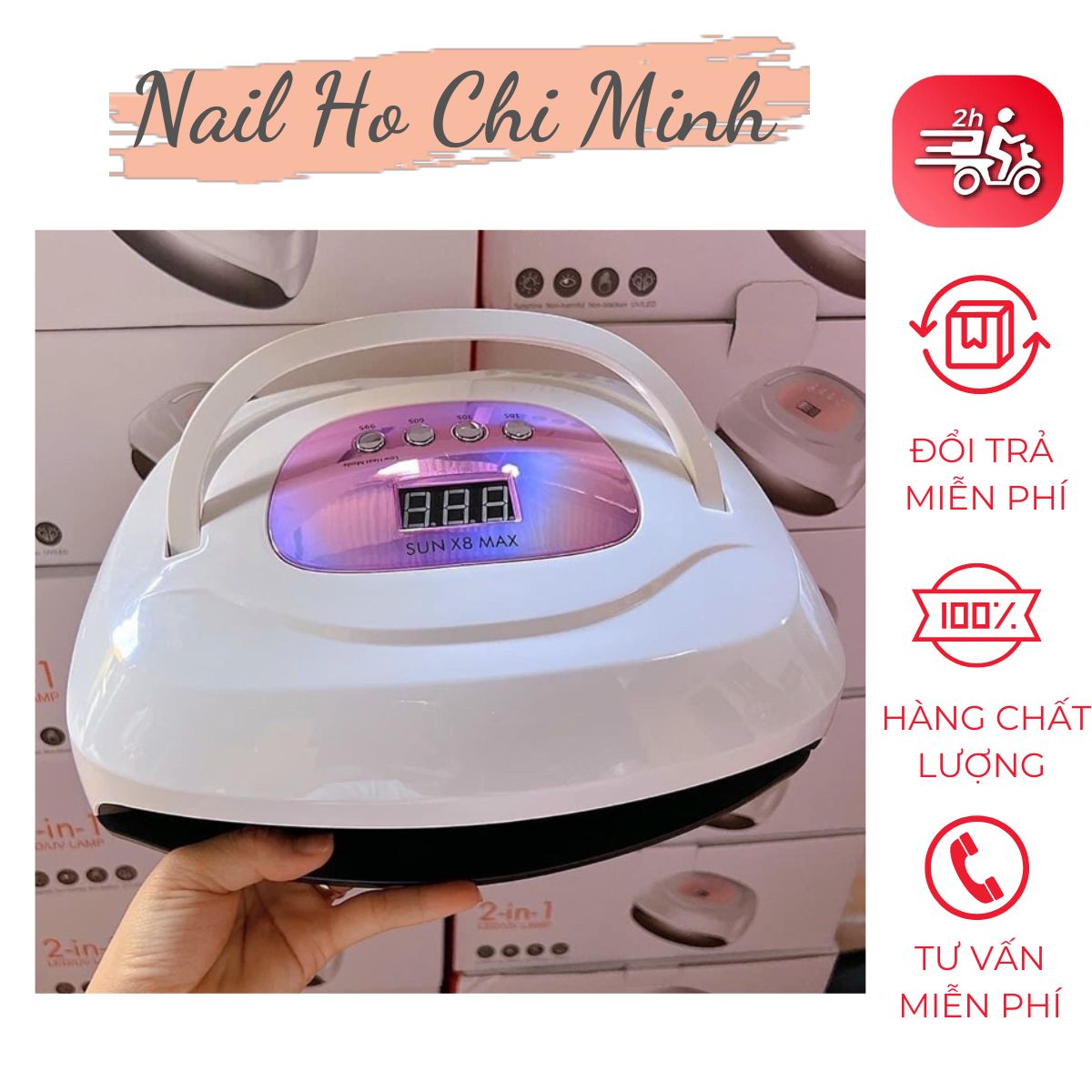 [HCM]Máy Hơ Gel Sun X8 MAX - 150W Máy Hơ Móng 57 Bóng