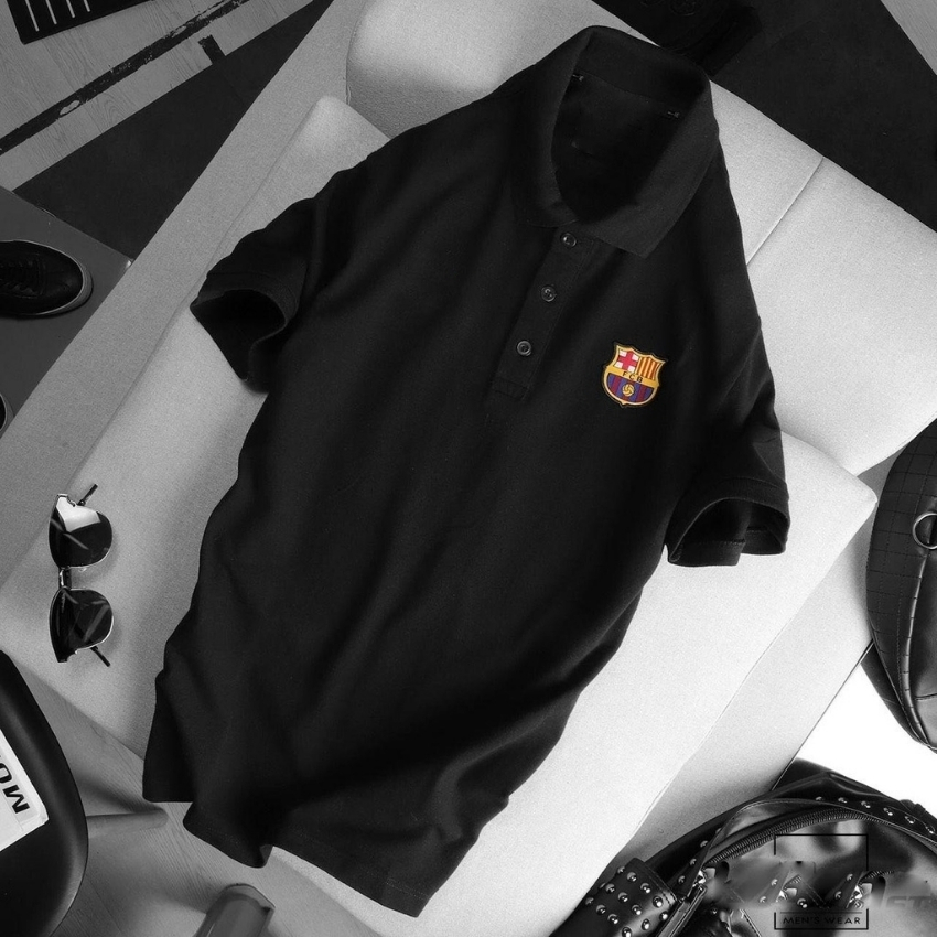 [HCM]ÁO THUN NAM CỔ TRỤ THÊU LOGO NGẮN TAY THỜI TRANG SIÊU HOT