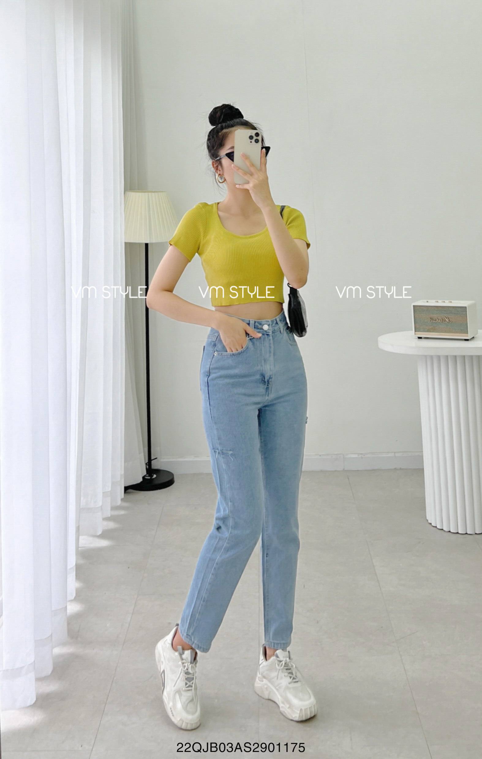 Quần Jean Baggy Nữ Lưng Cao VM STYLE QJB00012 Thiết Kế Rách Bên Lua Tua N112 Nổi Bật, Tôn Dáng Phù Hợp Đi Học, Đi Chơi