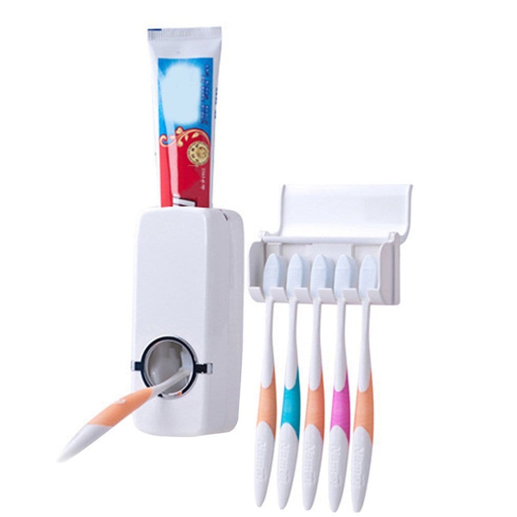Hộp đưng kem đánh răng tự động Touch Me kèm giá để và bảo quản bàn chải đánh răng cho cả gia đình tránh ẩm mốc và bụi bẩn, thiết kế gắn tường (Không cần khoan đục)