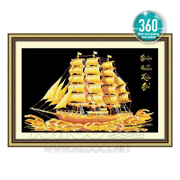 [HCM]Tranh đính đá thuyền vàng 77238