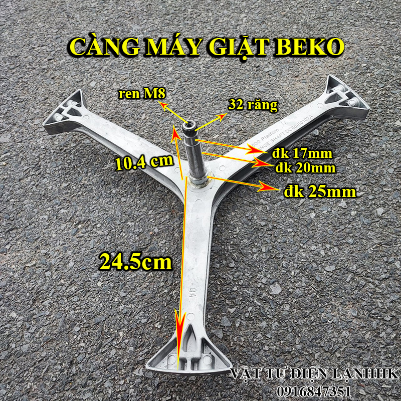Trục càng ba chạc máy giặt BEKO, Chảng 3 mg be ko, beco 7kg hàng Bền
