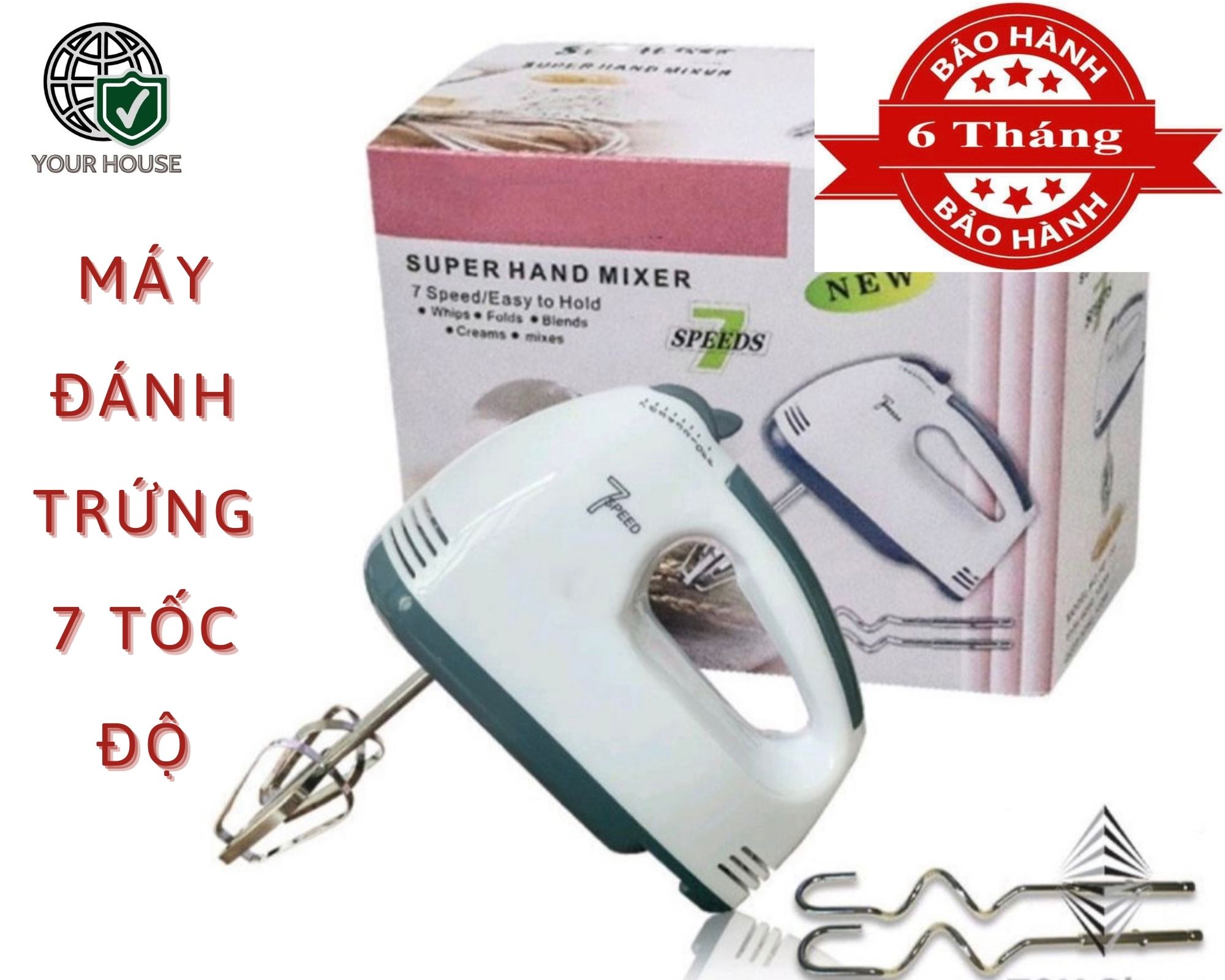 Máy đánh trứng đa năng 7 tốc độ 260w-BẢO HÀNH 12 THÁNG
