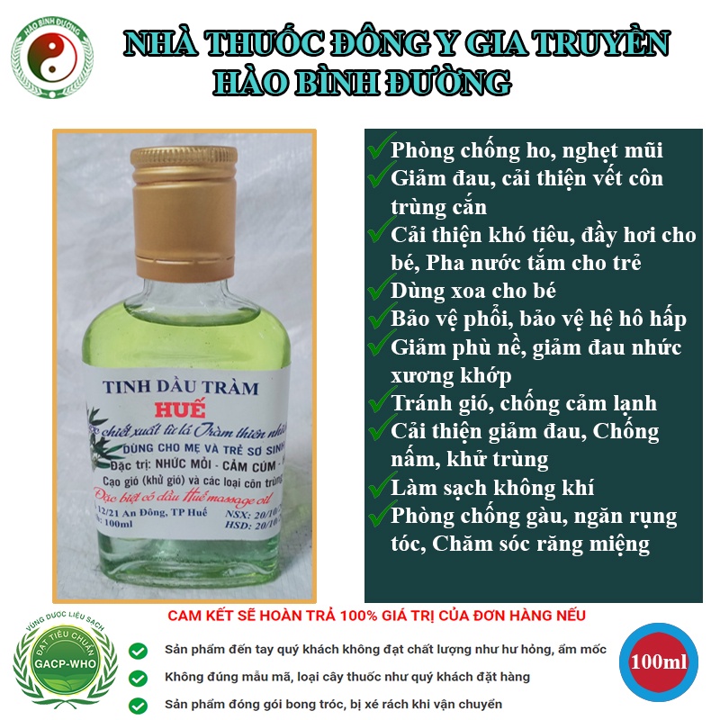 ✅[CHÍNH HÃNG] Tinh Dầu Tràm Huế Nguyên Chất 100ml