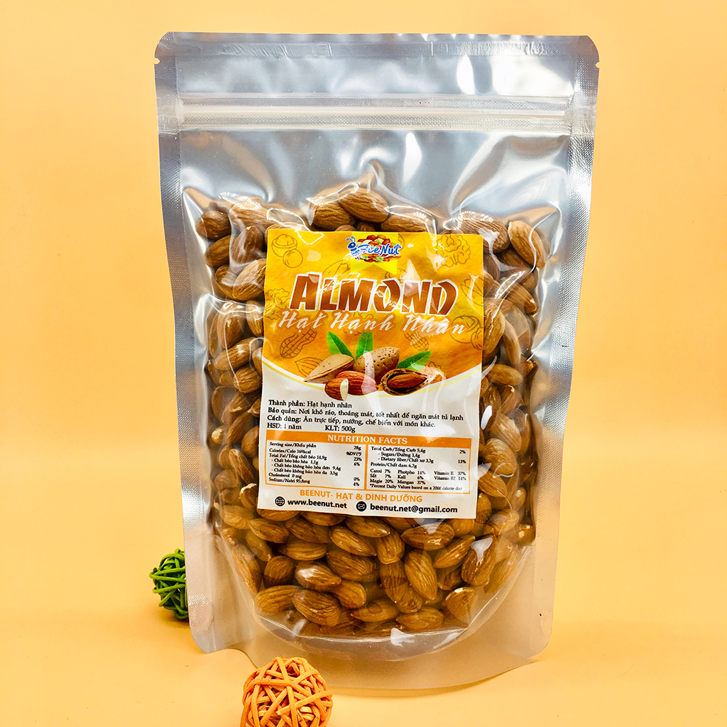 Hạnh nhân tách vỏ (1KG) (Combo 2 phần 500g) - Hạnh nhân rang sấy mộc - BeeNut