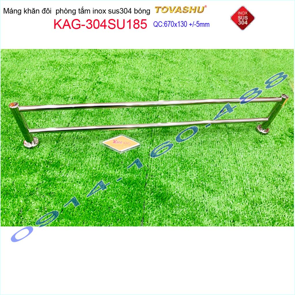 Thanh treo khăn tắm tovashu kag-304su185, giá treo khăn phòng tắm inox hộp cao cấp sus304 nhật bản