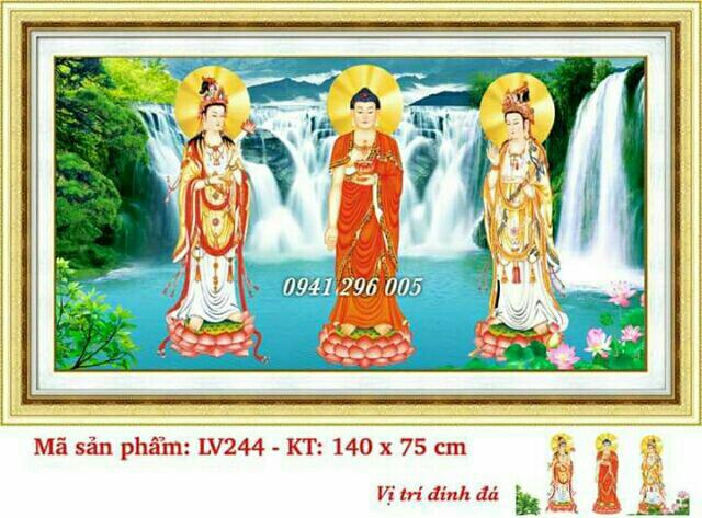 tranh đính đá TAM PHẬT KÍCH THƯỚC :140×75CM