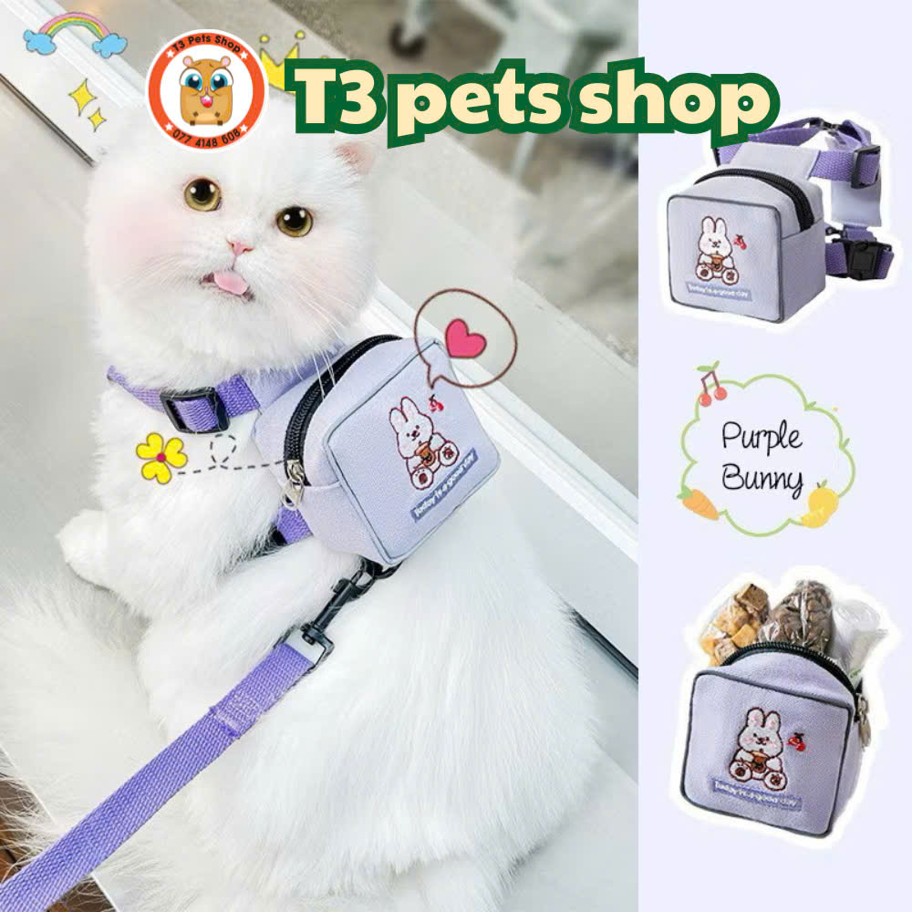 Dây dắt kèm túi balo cho chó mèo - T3 PETS SHOP