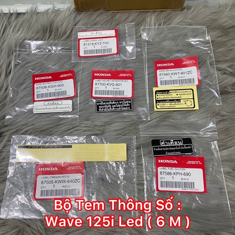 Tem thông số wave 125i 6miếng - 4. miếng hàng chính hãng