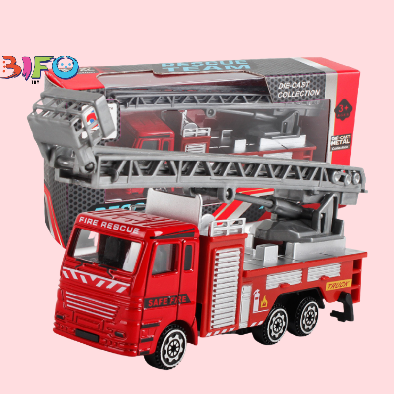 Xe cứu hỏa đồ chơi bé trai mô hình cứu hỏa đỏ mini hợp kim quán tính cho bé