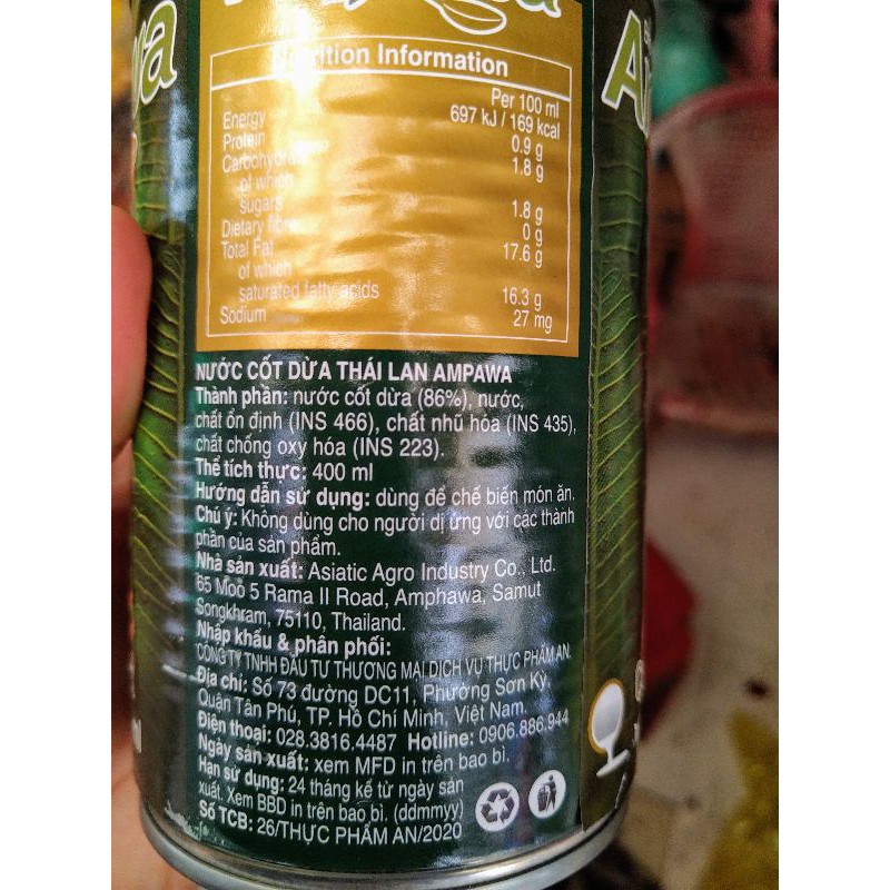 Nước Cốt Dừa Thái Lan Ampawa 400Ml
