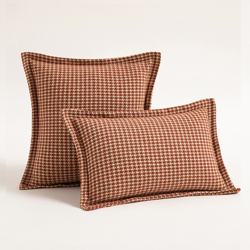 Vỏ gối tựa lưng sofa vải dệt đan len họa tiết houndstooth màu