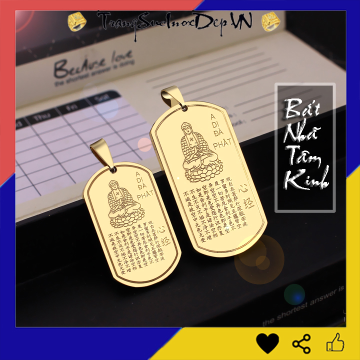 combo 2 mặt dây chuyền bát nhã tâm kinh : (1 vàng + 1 trắng) cầu bình an, may mắn, hợp phong thủy