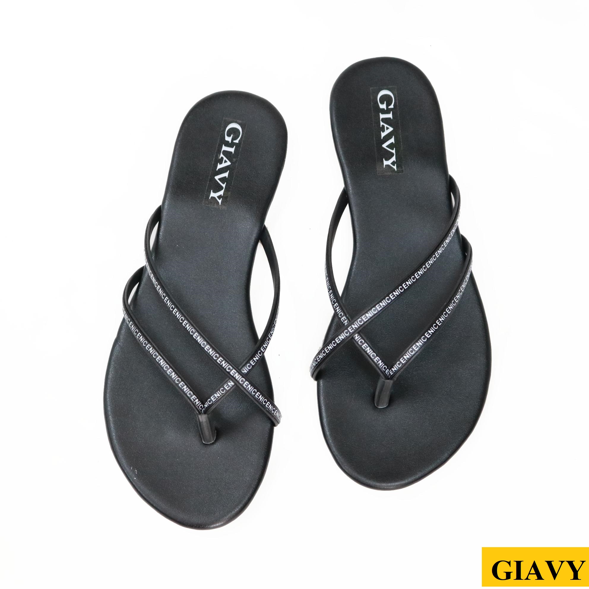 Dép xỏ ngón nữ GIAVY-Dép quai mãnh đế chống trơn dễ mang hàng ngày nk533 màu đen